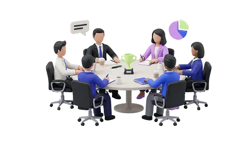 Clay team around a round table with a lime trophy