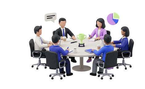 Clay team around a round table with a lime trophy